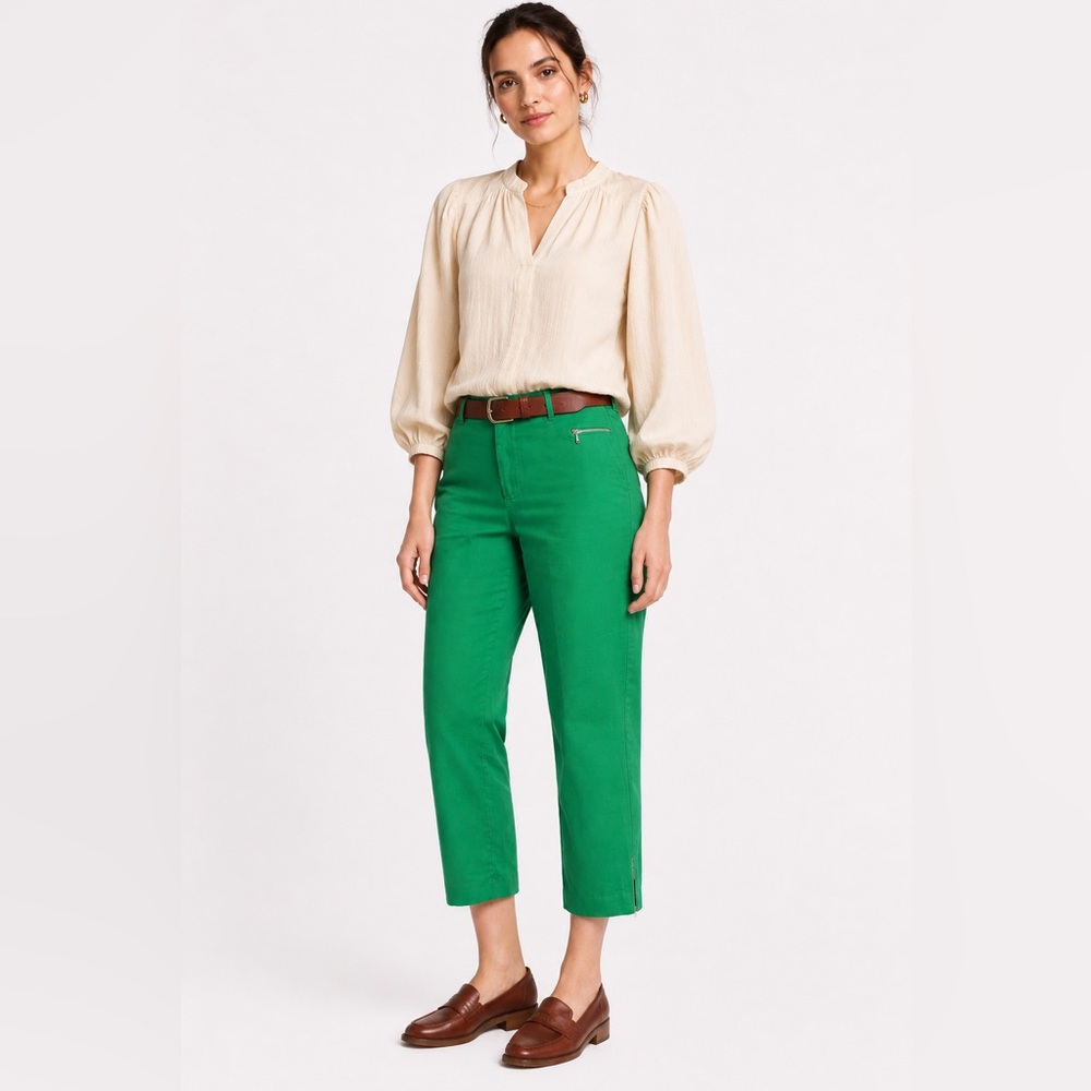 Calvin Klein Green Ankle Pants with zipper slits size 8